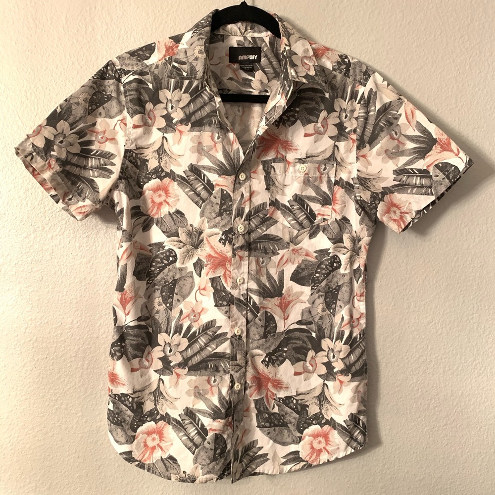 Amplify Men’s Tropical Floral Button Down Shirt S